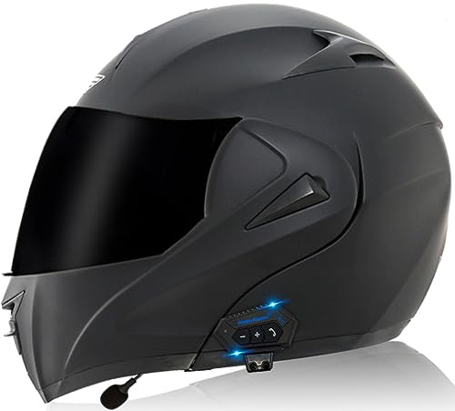 Bluetooth-Motorradhelm Modularer Motorradhelm Klapphelm Mit Bluetooth Integrierter MP3-Integration Unisex-Passform Motocross Cruiser Chopper DOT/ECE-Geprüft 6,XL(61-62CM) von ZGFHTY