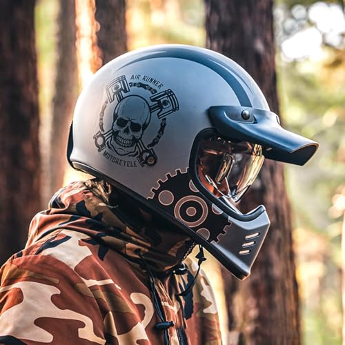 Integraler Motorradhelm Integrierter Helm Mit Schutzbrille Personalisierter Motorradhelm Motocross-Helm ECE-Zugelassen Sonnenblende Unisex-Erwachsene Männer Frauen Sturzhelm 13,XL(61-62CM) von ZGFHTY