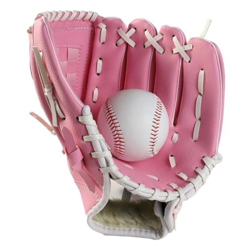 Baseball Handschuhe Baseball-Handschuh for Erwachsene und Kinder, Baseball-Training, verdickte Polsterung, Pitcher-Baseball-Handschuh Baseballhandschuh(Color:Pink,Größe:10.5 Inches) von ZHAOYUQI