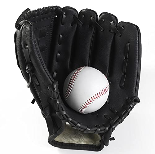 Baseball Handschuhe Baseball Trainingshandschuh Outdoor Sport Softball Übungshandschuhe Kinder/Erwachsene Professioneller Baseball und Softball Mitt Baseballhandschuh(Color:Noir,Größe:9.5inch) von ZHAOYUQI