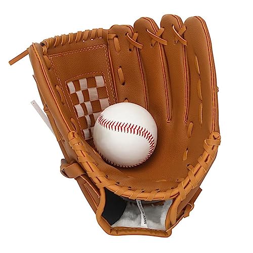 Baseball Handschuhe Sport-Baseball-Handschuh, rechte Hand, werfende Baseball-Handschuhe, Softball-Übungsausrüstung, Baseball-Trainingshandschuh for Kinder Baseballhandschuh(Color:Brown,Größe:10.5 inch von ZHAOYUQI