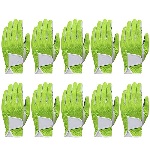 Golfhandschuhe 10 stücke Golfhandschuh Männer linke Hand Atmungsaktive grüne 3D Performance Mesh Rutschfeste Micro Faser Golfhandschuhe Golfhandschuhe Damen(Color:Worn on Left Hand G,Größe:23 Medium) von ZHAOYUQI