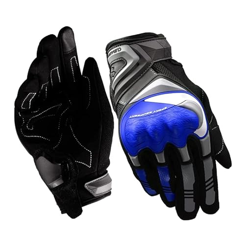 Motorradhandschuhe Sommer Motorradhandschuhe Herren Touchscreen Atmungsaktiv Motobike Reiten Moto Schutzausrüstung Motorrad Motocross Handschuhe Motorrad Handschuhe ( Color : Blue , Größe : XL ) von ZHAOYUQI