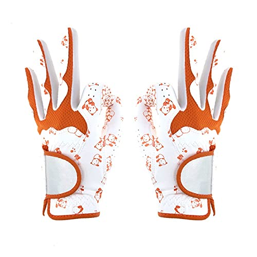 ZHAOYUQI Golfhandschuhe 1Pair Damen Golf Softhandschuhe Linke Hand rechts Pu. rutschfeste lesende atmungsaktive Handschuh, alle Wettergriffregen Golfhandschuhe Damen(Color:Orange,Größe:Size21) von ZHAOYUQI