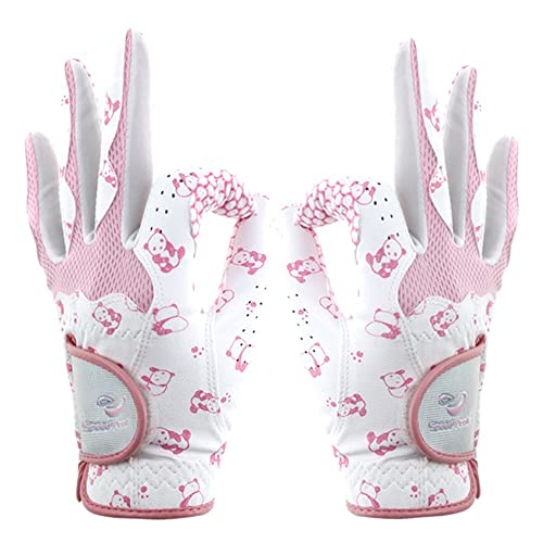 ZHAOYUQI Golfhandschuhe 1Pair Damen Golf Softhandschuhe Linke Hand rechts Pu. rutschfeste lesende atmungsaktive Handschuh, alle Wettergriffregen Golfhandschuhe Damen(Color:Pink,Größe:Size20) von ZHAOYUQI