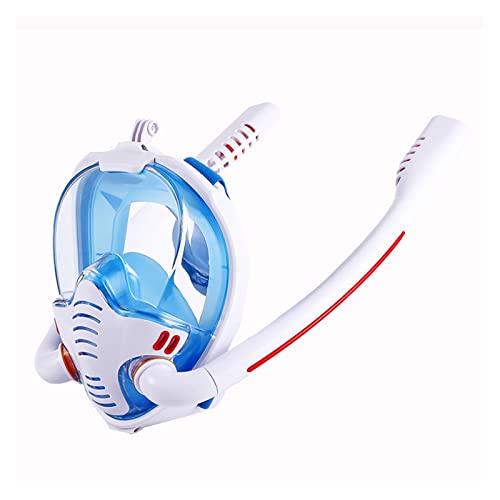 Tauchausrüstung, Schnorchelmaske for Erwachsene, Unterwasser-Antibeschlag-Vollgesichts-Tauchmaske, Schnorchel-Tauchbrille, Schwimm-Schnorchel-Tauchausrüstung (Color : White Blue, Size : L/XL) von ZHELLY