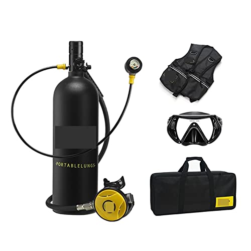 ZHELLY Tauchausrüstung, 2L Tauch- Und Schnorchelausrüstung, Sauerstofftank, Atemschlauch (Color : Blackhead in Black Bottle, Size : 2XL) von ZHELLY