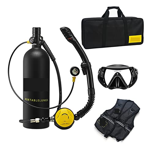 ZHELLY Tauchausrüstung, 2L Tauch- Und Schnorchelausrüstung, Sauerstofftank, Atemschlauch (Color : Blackhead in Black Bottle, Size : 2XL) von ZHELLY