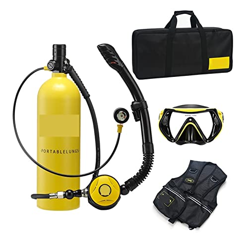 ZHELLY Tauchausrüstung, 2L Tauch- Und Schnorchelausrüstung, Sauerstofftank, Atemschlauch (Color : Blackhead in Yellow Bottle, Size : 2XL) von ZHELLY