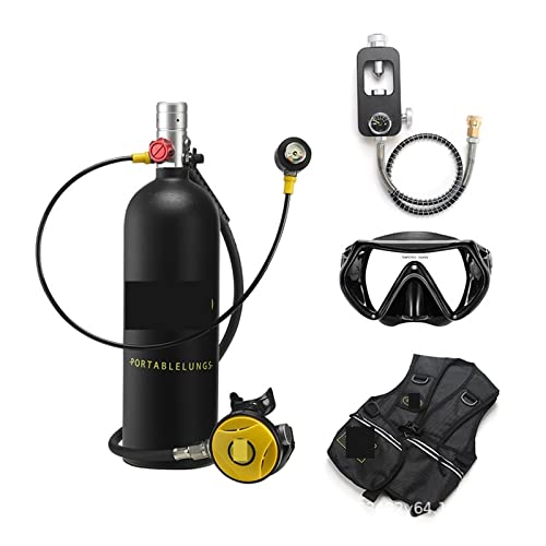 ZHELLY Tauchausrüstung, 2L Tauchen Schnorchelausrüstung Sauerstofftank Restdruckmessgerät (Color : Black Bottle Silver Head, Size : 2XL) von ZHELLY