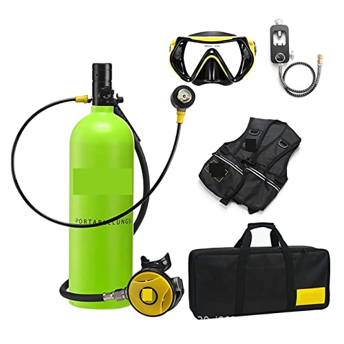 ZHELLY Tauchausrüstung, 2L Tauchen Schnorchelausrüstung Sauerstofftank Restdruckmessgerät (Color : Blackhead in Green Bottle, Size : 2XL) von ZHELLY