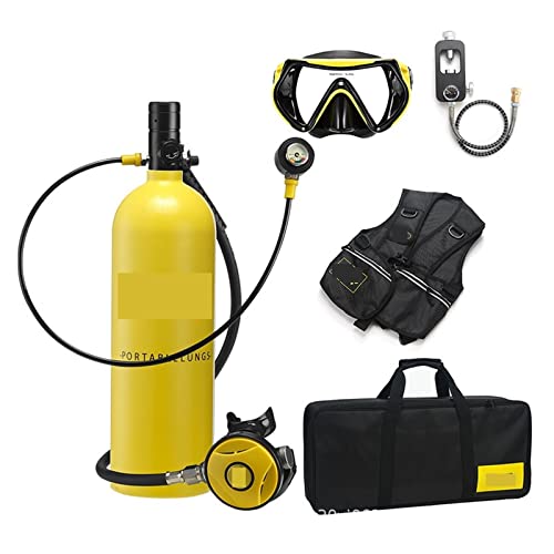 ZHELLY Tauchausrüstung, 2L Tauchen Schnorchelausrüstung Sauerstofftank Restdruckmessgerät (Color : Blackhead in Yellow Bottle, Size : 2XL) von ZHELLY
