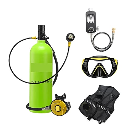 ZHELLY Tauchausrüstung, 2L Tauchen Schnorchelausrüstung Sauerstofftank Restdruckmessgerät (Color : Green, Size : 2XL) von ZHELLY
