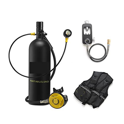 ZHELLY Tauchausrüstung, 2L Tauchen Schnorchelausrüstung Sauerstofftank Restdruckmessgerät (Color : Noir, Size : 2XL) von ZHELLY
