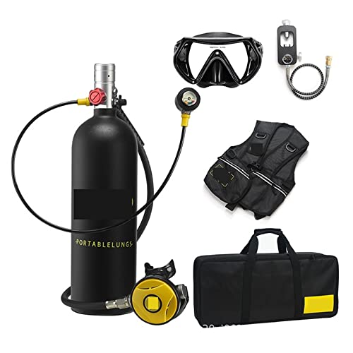 ZHELLY Tauchausrüstung, 2L Tauchen Schnorchelausrüstung Sauerstofftank Restdruckmessgerät (Color : Silverhead in Black Bottle, Size : 2XL) von ZHELLY