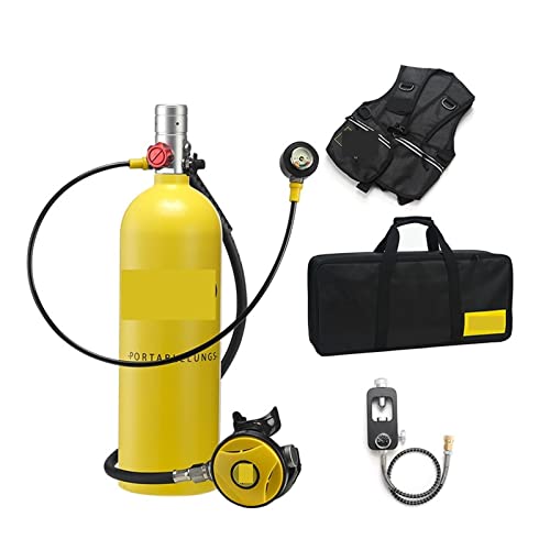 ZHELLY Tauchausrüstung, 2L Tauchen Schnorchelausrüstung Sauerstofftank Restdruckmessgerät (Color : Silverhead in Yellow Bottle, Size : 2XL) von ZHELLY