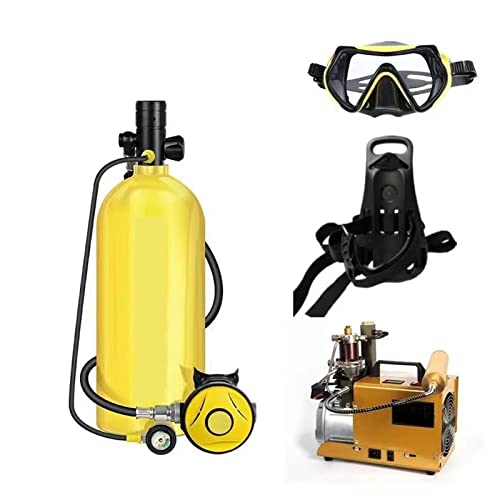 ZHELLY Tauchausrüstung, 3L-Zylinder-Tauchschnorchelausrüstung, Atemschutzmaske, Fischkiemen-Sauerstoffflaschenausrüstung (Color : 3 Liter Complete Set, Size : XL) von ZHELLY