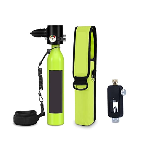 ZHELLY Tauchausrüstung, Feuer-Notfall-Rettungsgerät, Tragbares Fluchtgerät, Tauch-Atemschutzgerät, Schnorchel-Mini-Sauerstoffflaschen-Set (Color : Green, Size : 1L) von ZHELLY