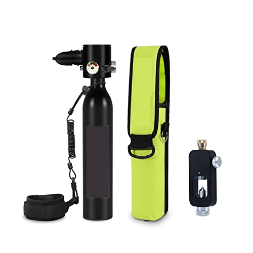 ZHELLY Tauchausrüstung, Feuer-Notfall-Rettungsgerät, Tragbares Fluchtgerät, Tauch-Atemschutzgerät, Schnorchel-Mini-Sauerstoffflaschen-Set (Color : Noir, Size : 1L) von ZHELLY