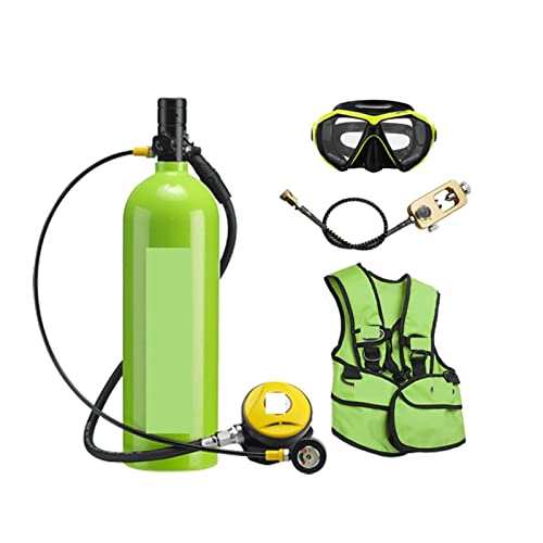 ZHELLY Tauchausrüstung, Outdoor-Tauch-Atemschutzgerät, 2 L, for Erwachsene, Schwimmen, Sauerstoffflasche, Freizeit Und Unterhaltung (Color : Green, Size : B) von ZHELLY