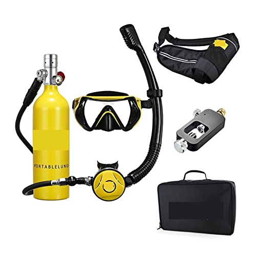 ZHELLY Tauchausrüstung, Schnorchel-Unterwassertauch-Rebreather-Tauchgerät, Tragbare Tiefschnorchelausrüstung (Color : Silverhead in Yellow Bottle, Size : 1L) von ZHELLY