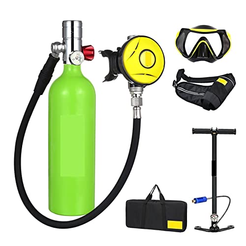 ZHELLY Tauchausrüstung, Tauchausrüstung Tragbares Atemschutzgerät Mit 1 Liter Fassungsvermögen (Color : Green Bottle Silver Head, Size : 1L) von ZHELLY
