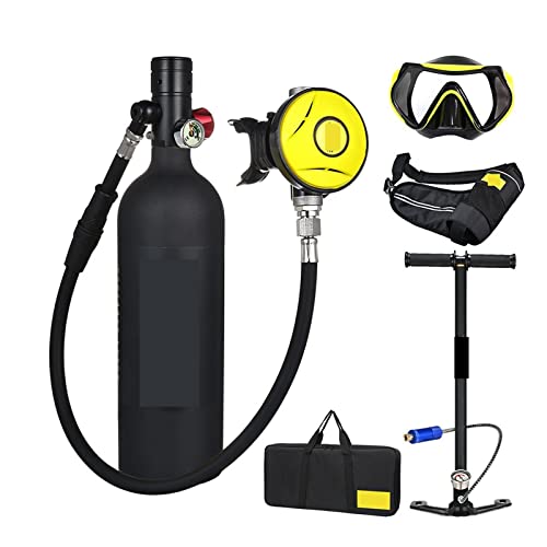 ZHELLY Tauchausrüstung, Tauchausrüstung Tragbares Atemschutzgerät Mit 1 Liter Fassungsvermögen (Color : Yellow Bottle Silver Head, Size : 1L) von ZHELLY