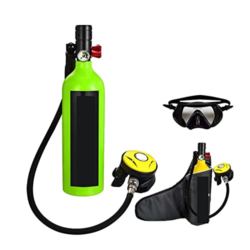ZHELLY Tauchausrüstung, Tauchflaschen-Schwimmzubehör, Tauch-Atemschutzmaske, Tauch-Sauerstoffflasche (Color : Green Package A, Size : XL) von ZHELLY