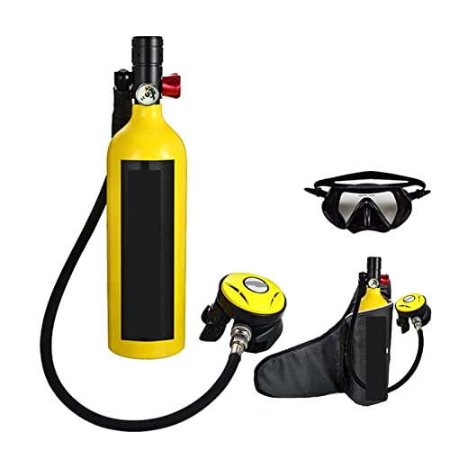 ZHELLY Tauchausrüstung, Tauchflaschen-Schwimmzubehör, Tauch-Atemschutzmaske, Tauch-Sauerstoffflasche (Color : Yellow Package A, Size : XL) von ZHELLY
