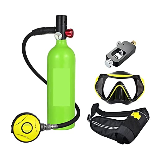 ZHELLY Tauchausrüstung, Tragbare Sauerstoffflasche for Tauchen Mit 1 L Fassungsvermögen (Color : Green, Size : 1L) von ZHELLY