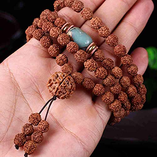 ZHIRCEKE 108 Beads Bracelet Tibetan Buddhist Buddha Natural Bodhi Rudraksha Prayer Mala Necklace Jewelry von ZHIRCEKE