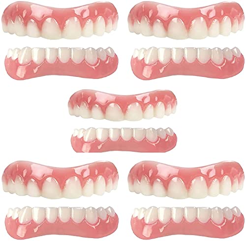 ZHIRCEKE Zahnersatz-Kosmetik-Furnier, natürlicher Ton-Instant-Furnier-zahnärztliches Silikon-Zähne, die temporäre Prothese-Zähne Oben und niedrigere Gebisse Unisex-Zähne aufweischen,5 Pairs von ZHIRCEKE