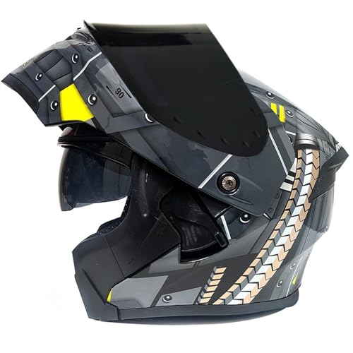 Doppelglas-Integralhelm Modularer Motorrad-Klapphelm Motorrad-Rollerhelm Mopedhelm Doppelvisier Antibeschlag ECE-Zulassung Für Erwachsene Männer Frauen B,3XL62~63CM von ZHMQQDL