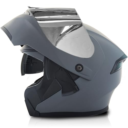 Doppelglas-Integralhelm Modularer Motorrad-Klapphelm Motorrad-Rollerhelm Mopedhelm Doppelvisier Antibeschlag ECE-Zulassung Für Erwachsene Männer Frauen C,M54~55CM von ZHMQQDL