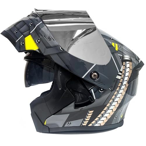 Doppelglas-Integralhelm Modularer Motorrad-Klapphelm Motorrad-Rollerhelm Mopedhelm Doppelvisier Antibeschlag ECE-Zulassung Für Erwachsene Männer Frauen C,S52~53CM von ZHMQQDL