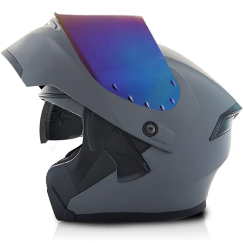 Doppelglas-Integralhelm Modularer Motorrad-Klapphelm Motorrad-Rollerhelm Mopedhelm Doppelvisier Antibeschlag ECE-Zulassung Für Erwachsene Männer Frauen E,2XL60~61CM von ZHMQQDL