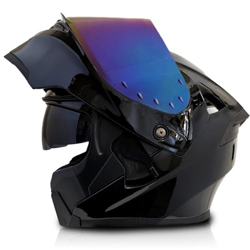Doppelglas-Integralhelm Modularer Motorrad-Klapphelm Motorrad-Rollerhelm Mopedhelm Doppelvisier Antibeschlag ECE-Zulassung Für Erwachsene Männer Frauen E1,3XL62~63CM von ZHMQQDL
