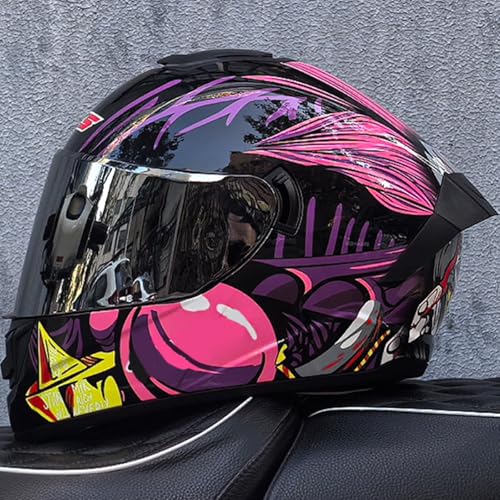 Integralhelm Motorrad Modulare Motorradhelme Für Unisex Erwachsene Streetbike Cruiser Roll Mit Doppelvisier Sonnenblende ECE Crashhelm B2,L59~60CM von ZHMQQDL