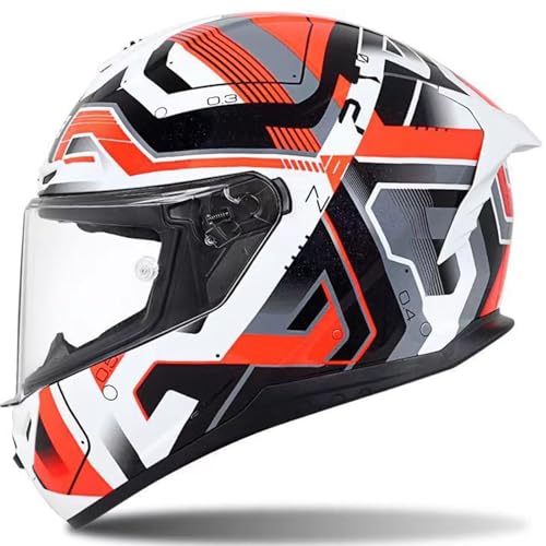 Motorradhelm Integralhelme Für Erwachsene Integralhelm Mopedhelm 190° Sichtfeld Racing-Style Mit Aerodynamischem Spoiler ECE-Zertifiziertes Kratzfestes Visier A,3XL60~61CM von ZHMQQDL