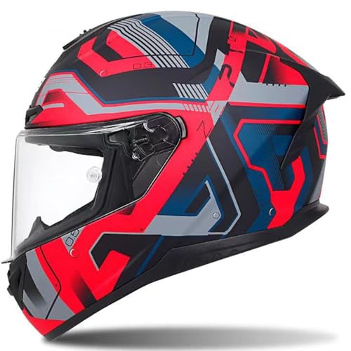 Motorradhelm Integralhelme Für Erwachsene Integralhelm Mopedhelm 190° Sichtfeld Racing-Style Mit Aerodynamischem Spoiler ECE-Zertifiziertes Kratzfestes Visier A2,S53~54CM von ZHMQQDL
