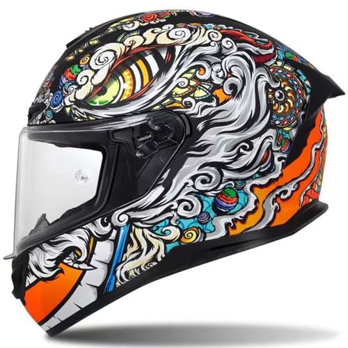 Motorradhelm Integralhelme Für Erwachsene Integralhelm Mopedhelm 190° Sichtfeld Racing-Style Mit Aerodynamischem Spoiler ECE-Zertifiziertes Kratzfestes Visier A3,S53~54CM von ZHMQQDL