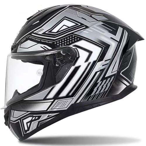 Motorradhelm Integralhelme Für Erwachsene Integralhelm Mopedhelm 190° Sichtfeld Racing-Style Mit Aerodynamischem Spoiler ECE-Zertifiziertes Kratzfestes Visier B2,S53~54CM von ZHMQQDL