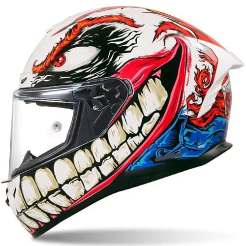 Motorradhelm Integralhelme Für Erwachsene Integralhelm Mopedhelm 190° Sichtfeld Racing-Style Mit Aerodynamischem Spoiler ECE-Zertifiziertes Kratzfestes Visier B2,XL57~58CM von ZHMQQDL