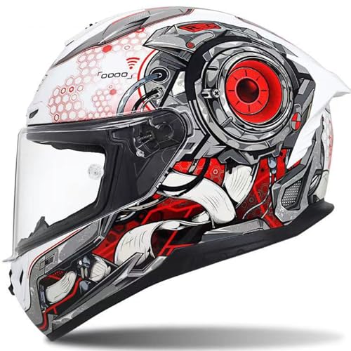 Motorradhelm Integralhelme Für Erwachsene Integralhelm Mopedhelm 190° Sichtfeld Racing-Style Mit Aerodynamischem Spoiler ECE-Zertifiziertes Kratzfestes Visier C,M54~55CM von ZHMQQDL