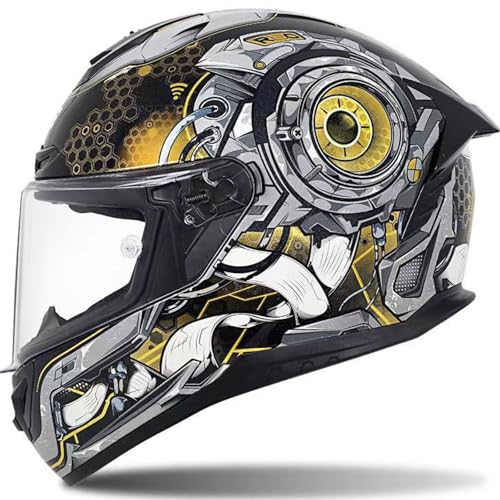Motorradhelm Integralhelme Für Erwachsene Integralhelm Mopedhelm 190° Sichtfeld Racing-Style Mit Aerodynamischem Spoiler ECE-Zertifiziertes Kratzfestes Visier C2,2XL58~59CM von ZHMQQDL