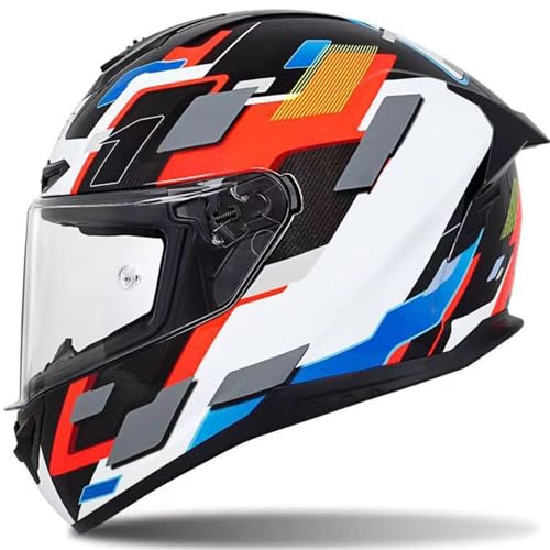 Motorradhelm Integralhelme Für Erwachsene Integralhelm Mopedhelm ECE-Zertifiziertes Kratzfestes Visier 190° Sichtfeld Racing-Style Mit Aerodynamischem Spoiler A1,S53~54CM von ZHMQQDL
