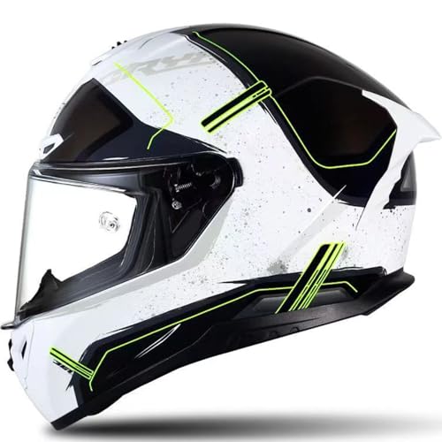 Motorradhelm Integralhelme Für Erwachsene Integralhelm Mopedhelm ECE-Zertifiziertes Kratzfestes Visier 190° Sichtfeld Racing-Style Mit Aerodynamischem Spoiler C,XL57~58CM von ZHMQQDL
