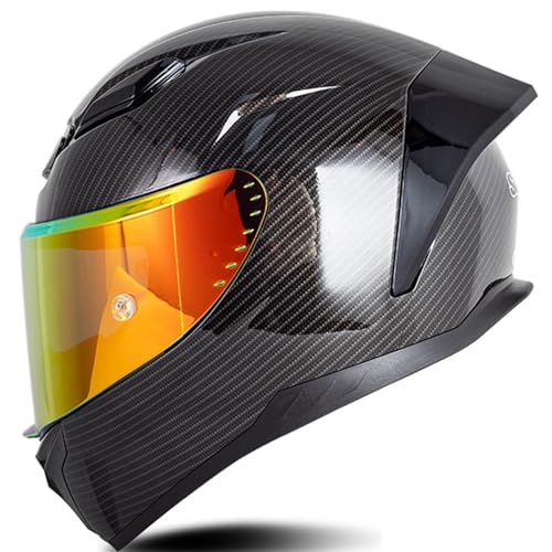 Motorradhelm Klapphelm Integralhelm Rollerhelm Sturzhelm Mit Doppelvisier Sonnenblende ECE Für Damen Herren Erwachsene Integralhelm Mopedhelm Retro Design C,M57~58CM von ZHMQQDL
