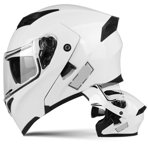 Motorradhelm Motorrad-Klapphelm Modularhelm Mit Doppelvisier Integralhelm ECE-Zertifiziert Für Erwachsene Damen Herren Integrierter Helm Roller Moped Street Racing Crashhelm A,L57~58CM von ZHMQQDL