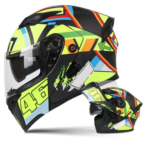 Motorradhelm Motorrad-Klapphelm Modularhelm Mit Doppelvisier Integralhelm ECE-Zertifiziert Für Erwachsene Damen Herren Integrierter Helm Roller Moped Street Racing Crashhelm F,M55~57CM von ZHMQQDL